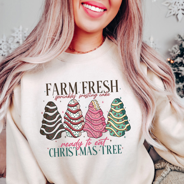 Bella Canvas Farm Fresh Christmas Cakes Graphic Sweater