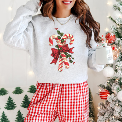 Vintage Candy Cane And Holly Print Bella Canvas Sweater