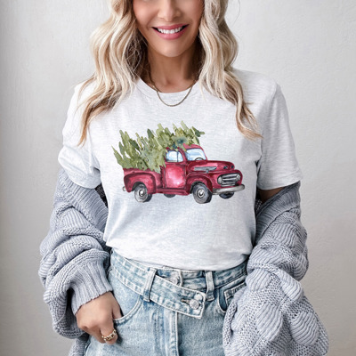 Classic Christmas Tree Vintage Truck Bella Canvas Tee