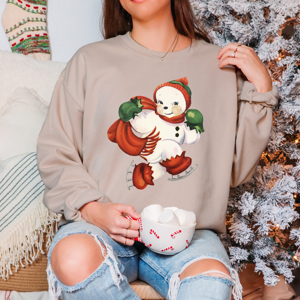 Vintage Christmas Snowman Print Bella Canvas Sweater