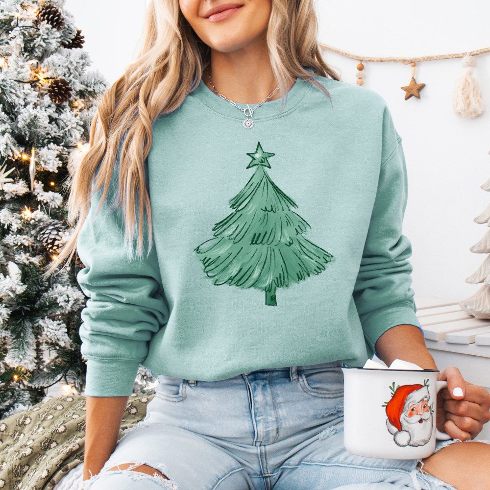 Watercolor Christmas Tree Bella Canvas Sweater