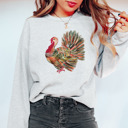 Small Ash Raglan Sleeve Thanksgiving Watercolor Hand Painted Bella Canvas Turkey Sweater