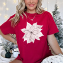  Vintage Wash Print Christmas Poinsettia Bella Canvas Tee