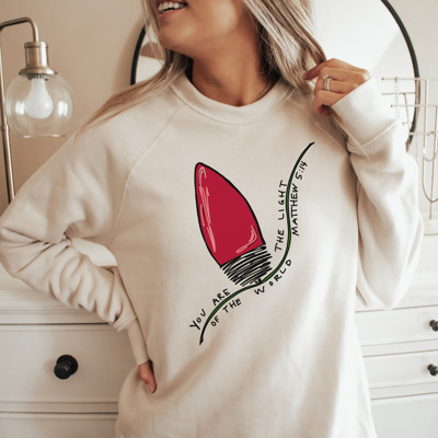 'You Are The Light" Christmas Bible Verse Bella Canvas Sweater