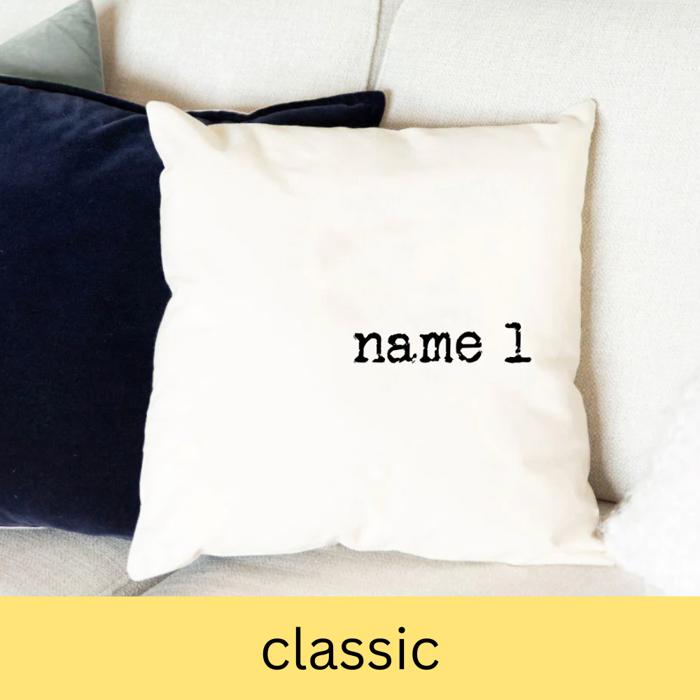 Personalized Family Names Throw Pillow Covers - Choose from 4 Colors and 3 Font Styles