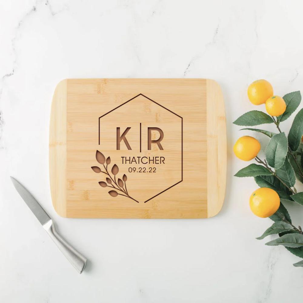 Personalized 11x14 Bamboo Cutting Board - Choose from 4 Floral Designs