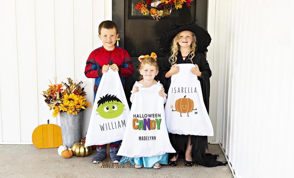 Personalized Halloween Trick or Treat Pillowcase Bag - Choose from 7 Designs