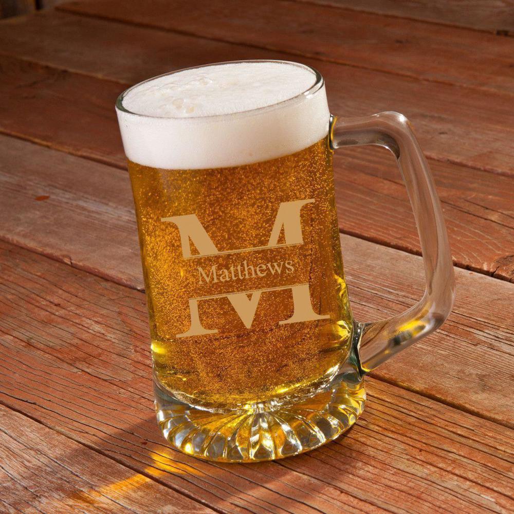 Personalized 25 oz. Monogrammed Beer Mug - Choose from 8 Designs