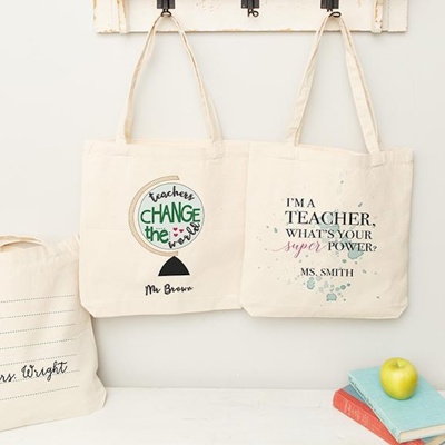 Personalized Teacher Tote Bags - Choose from 12 Designs