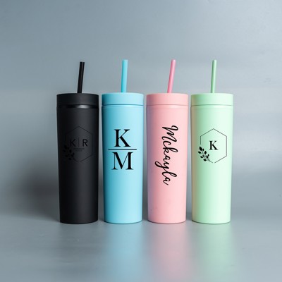 Personalized Skinny Tumbler 16 oz - Choose from 4 Colors and 20 Designs