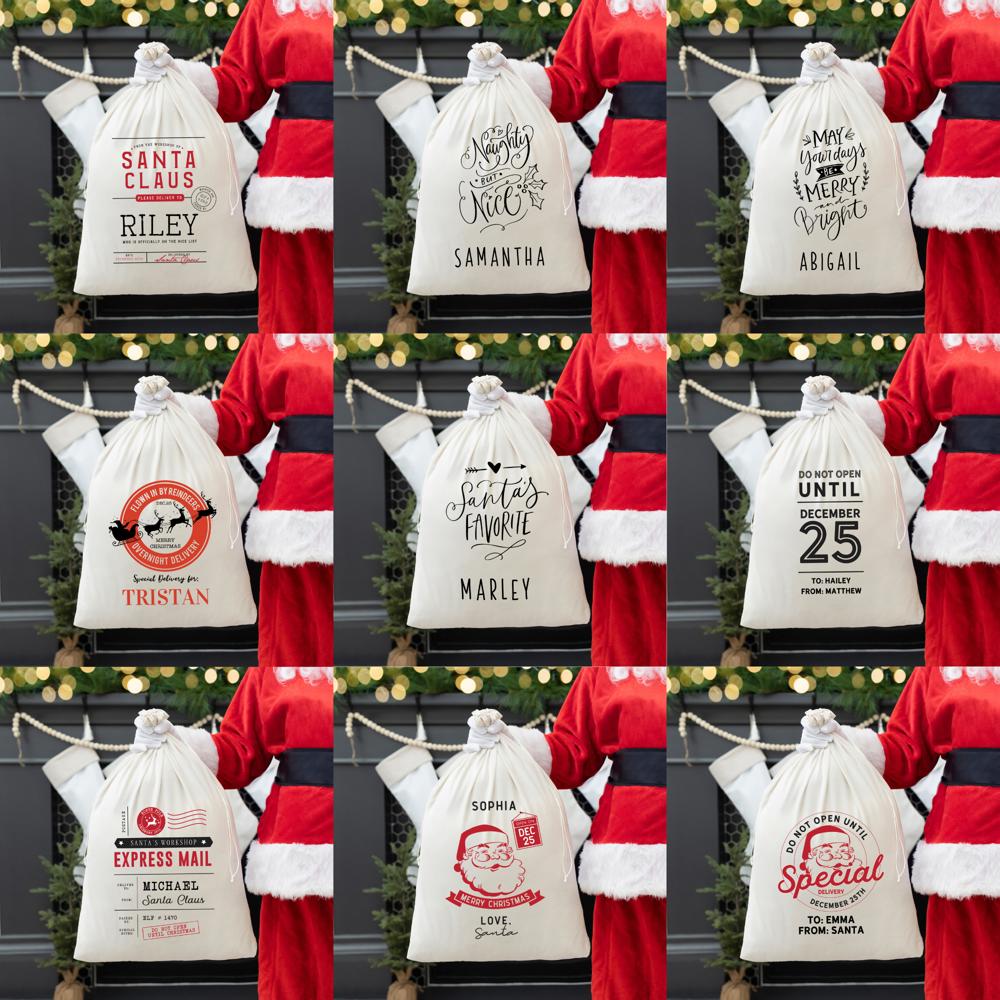 Personalized Christmas Velvet Santa Bags (Classic Designs) - Choose from 15 Designs