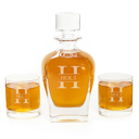  Personalized Antique Whiskey Decanter Set with 2 Lowball Glasses - Choose from 10 Designs