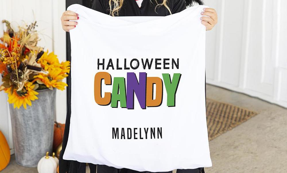 Personalized Halloween Trick or Treat Pillowcase Bag - Choose from 7 Designs