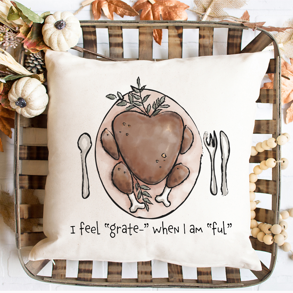 Thanksgiving Throw Pillow Cover 18x18 - Choose from 10 Fun and Festive Fall Designs