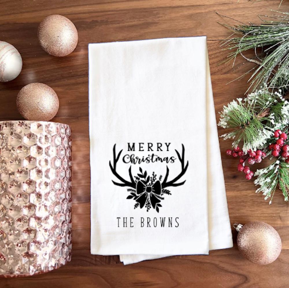 Personalized Holiday Tea Towels - Choose from 8 Designs