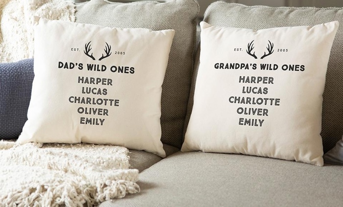 Personalized Dad's Wild Ones Family Names Throw Pillow Cover (NO Insert Included) - 18" x 18" - New Year Gift for Dads and Grandpas