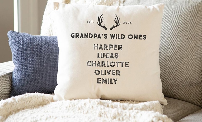 Personalized Dad's Wild Ones Family Names Throw Pillow Cover (NO Insert Included) - 18" x 18" - New Year Gift for Dads and Grandpas