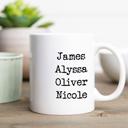  Personalized Family Names Mugs - Choose from White and Black - Add Up to 8 Names