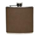 Dark Brown Personalized Silver Leather Wrapped Flasks - Choose from 3 Colors and 16 Designs 