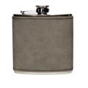 Gray Personalized Silver Leather Wrapped Flasks - Choose from 3 Colors and 16 Designs 