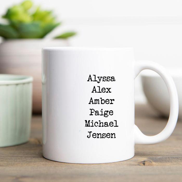 Personalized Family Names Mugs - Choose from White and Black - Add Up to 8 Names