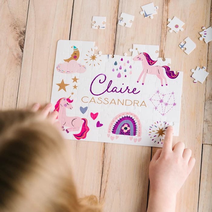 Personalized Kids Jigsaw Puzzles - Choose from 8 Designs and 4 Sizes (30, 48, 80, or 99-pieces) - Unique Christmas Stocking Stuffers