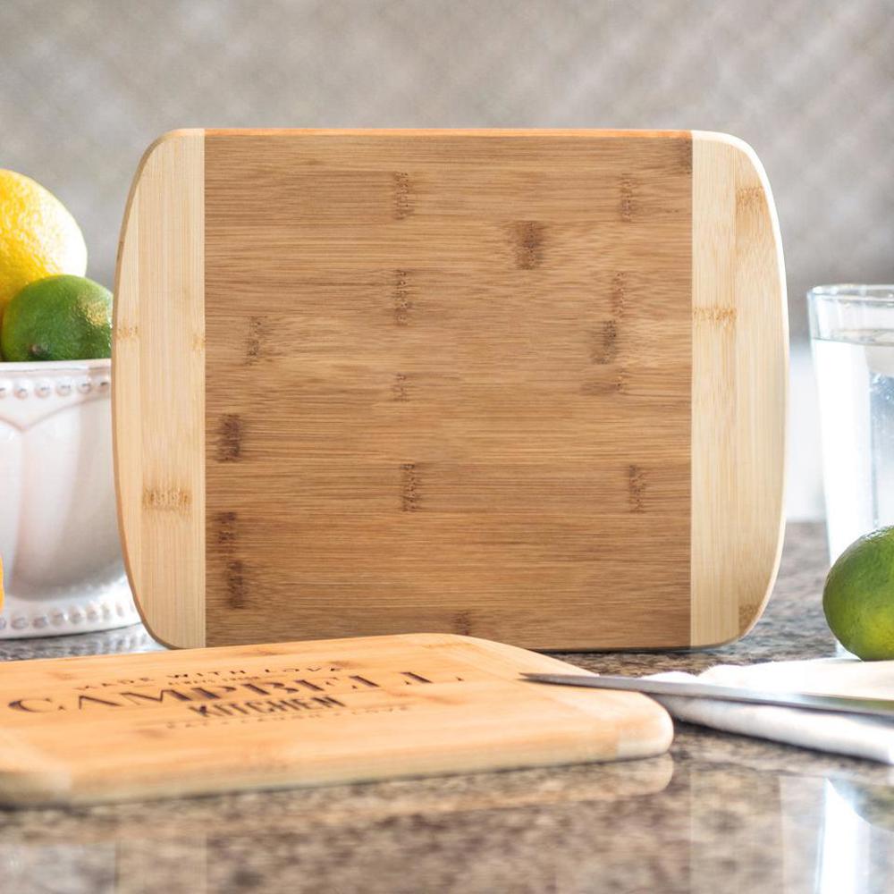 Personalized Holiday Bamboo Cutting Boards - Two Tone with Rounded Edge - Choose from 3 Sizes and 8 Designs