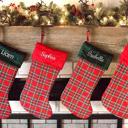  Personalized Green & Red Plaid Christmas Stockings with Embroidered Name - Choose from 2 Colors and 2 Font Style