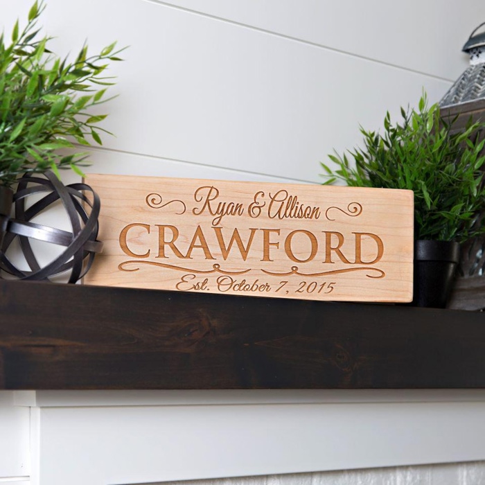 Personalized Wooden Family Name House Signs - 5" x 20" - Unique Housewarming or Wedding Gift for Couples