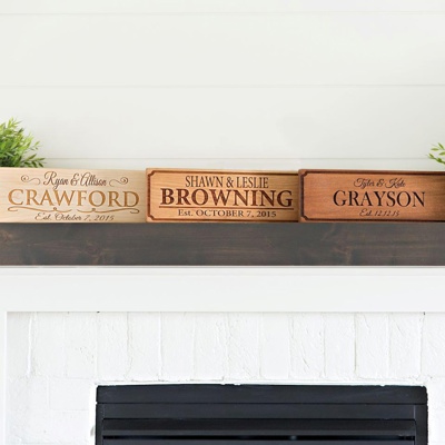 Personalized Wooden Family Name House Signs - 5" x 20" - Unique Housewarming or Wedding Gift for Couples