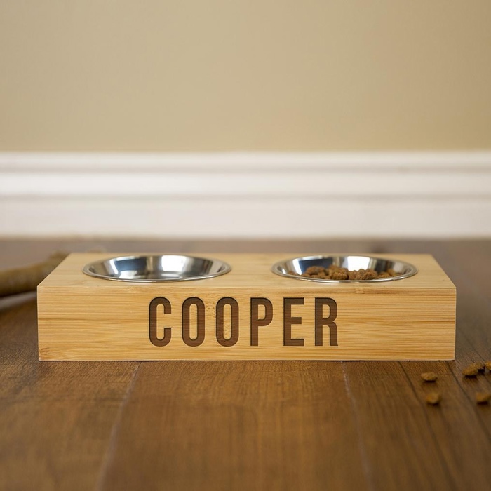 Personalized Dog and Cat Feeding Stands with Bowls - Choose from 2 Sizes and 4 Text Designs