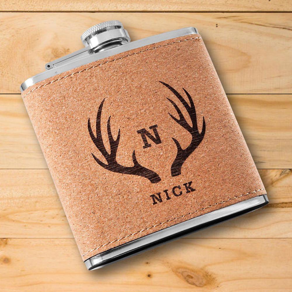 Personalized Cork Flask - Choose from 5 Designs - Stocking Stuffers for Men