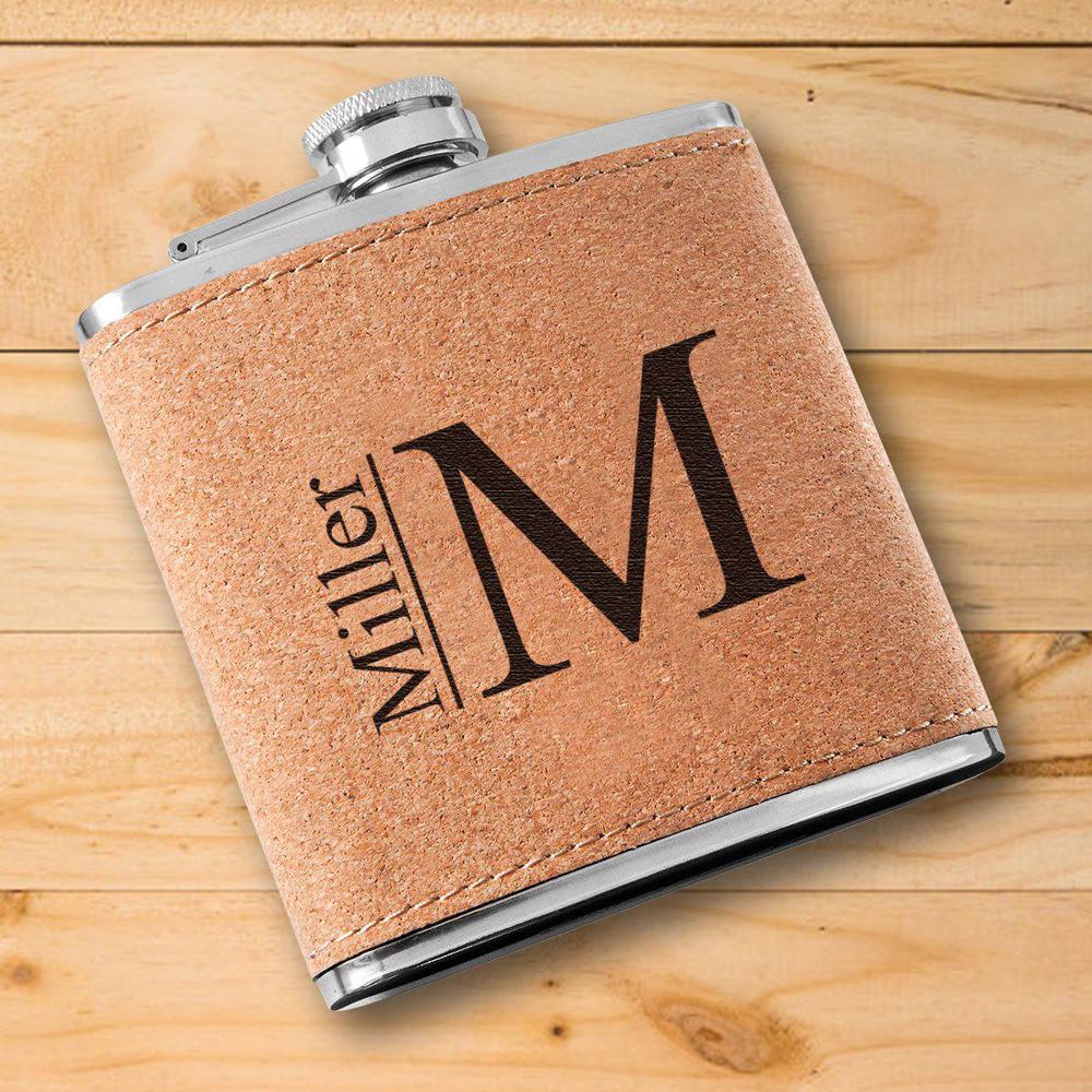 Personalized Cork Flask - Choose from 5 Designs - Stocking Stuffers for Men