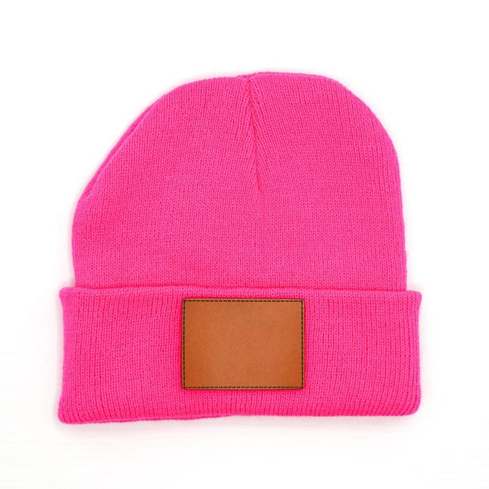 Personalized Small Knit Beanies for Kids - Choose from 7 Colors and 15 Patch Text Designs