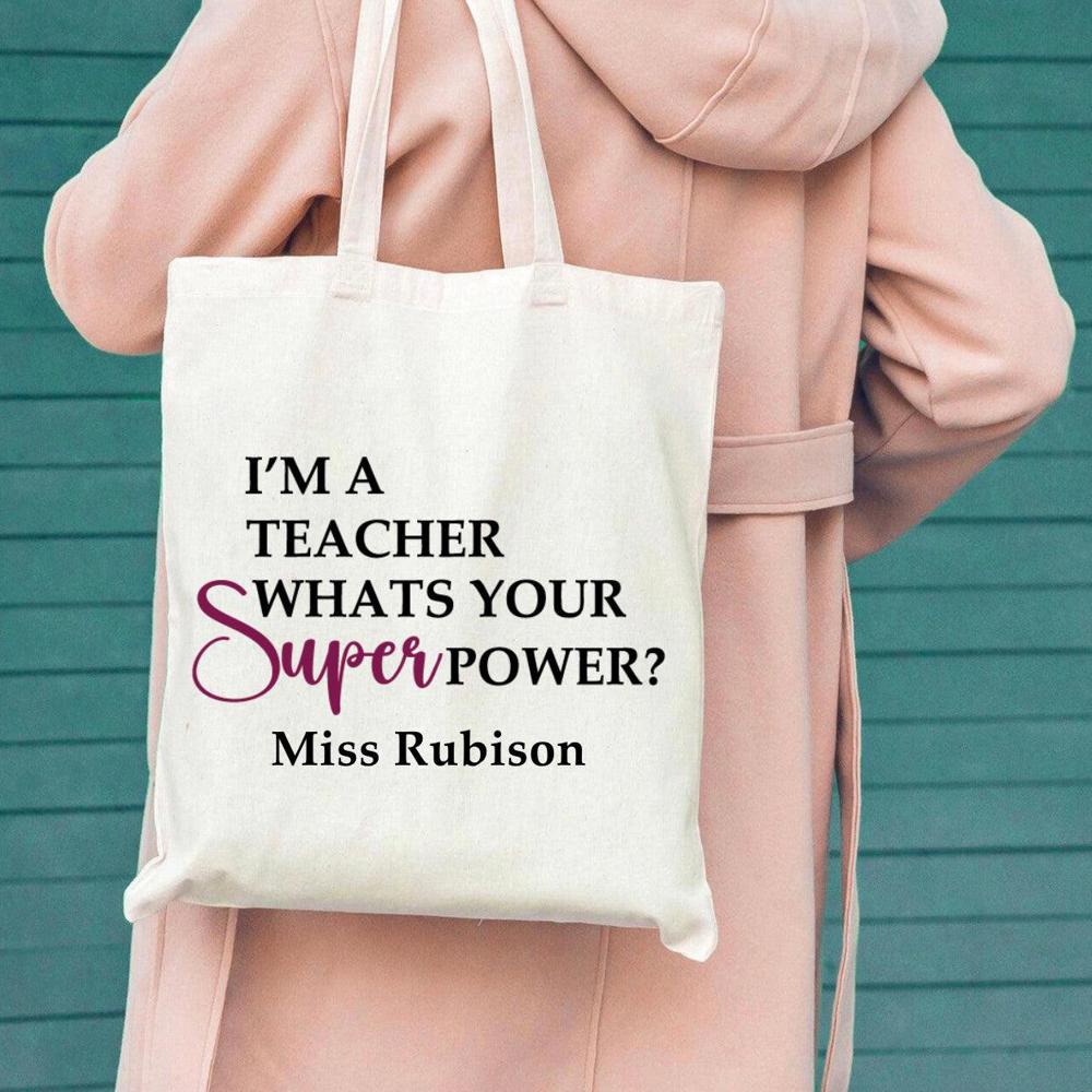 Personalized Teacher Tote Bags - Choose from 12 Designs