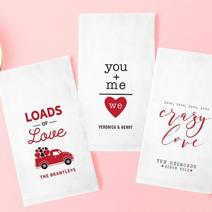 Personalized Valentine's Day Tea Towels - Choose from 7 Designs