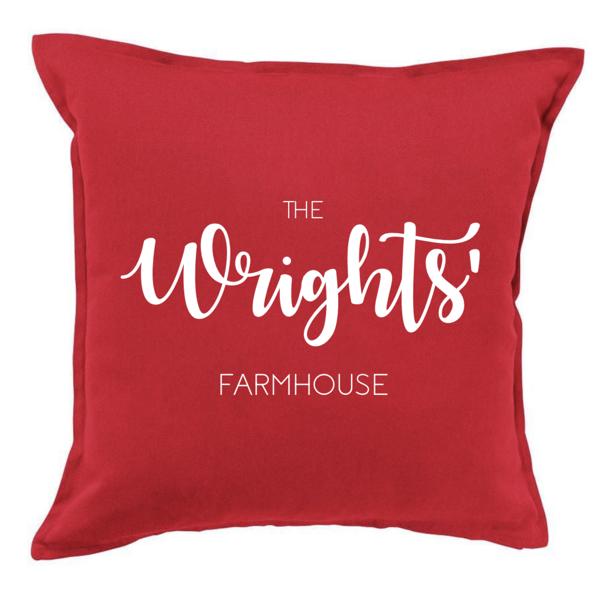 Personalized Colorful Farmhouse Throw Pillow Covers - Choose from 5 Colors and 4 Designs