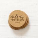  Personalized Wedding Themed Cork Coaster - One Coaster Only - Choose from 20 Designs