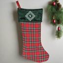  Personalized Red And Green Plaid Stockings - Printed - Choose from 29 Designs - Customized with Initial or Name