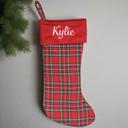  Personalized Red And Green Plaid Stockings - Printed - Choose from 29 Designs - Customized with Initial or Name