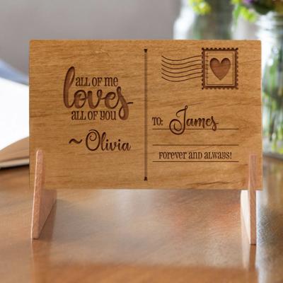 Personalized Valentine's Wood Postcards - Choose from 6 Designs - Unique Gift for Girlfriend/Boyfriend, Wife/Husband