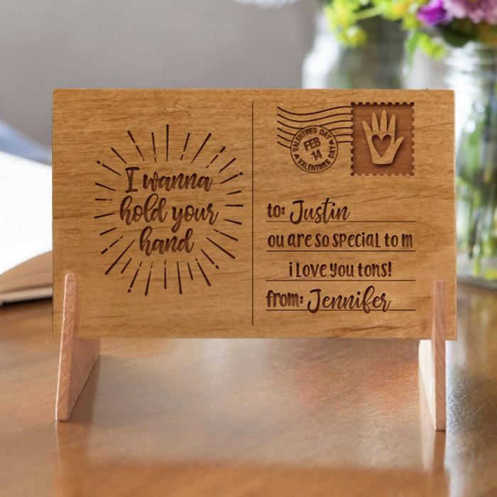 Personalized Valentine's Wood Postcards - Choose from 6 Designs - Unique Gift for Girlfriend/Boyfriend, Wife/Husband