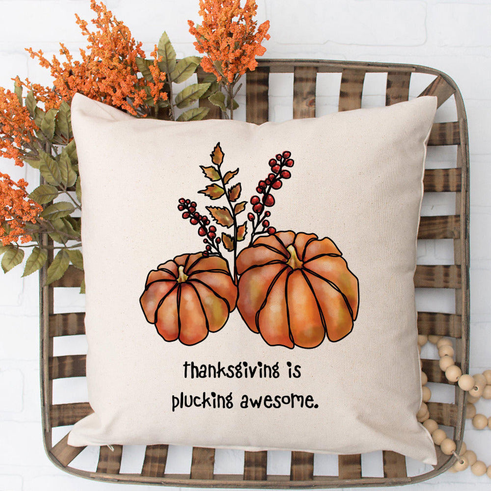 Thanksgiving Throw Pillow Cover 18x18 - Choose from 10 Fun and Festive Fall Designs