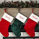  Personalized Velvet Christmas Stockings with Embroidered Name - Choose from 2 Colors and 2 Font Designs