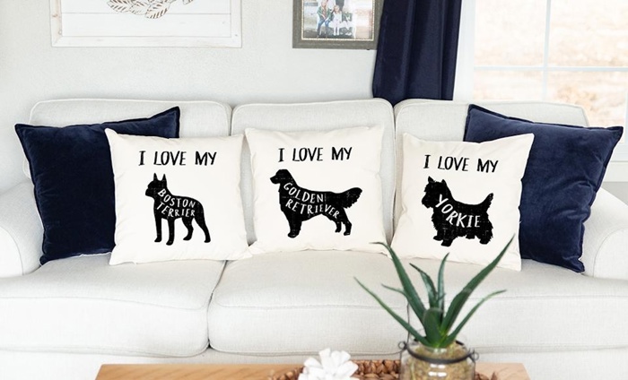 Personalized Dog Breed Throw Pillow Covers (NO Pillow Insert) - 18" x 18" - Choose from 22 Dog Breed Designs - New Year Gift for Pet Lovers