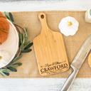  Personalized Mini Handled Bamboo Cutting Board - 5" x 11" - Choose from 8 Engraving Designs