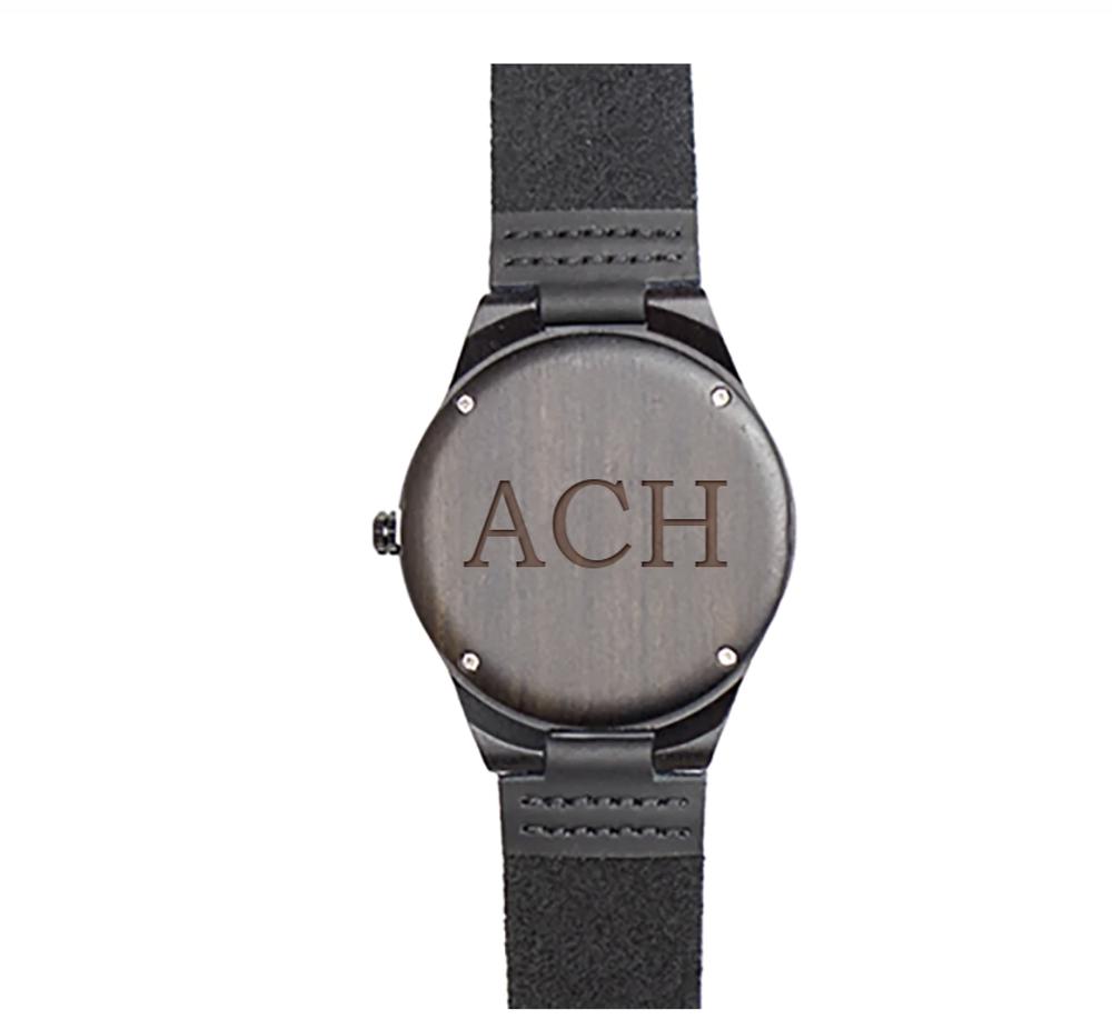 Personalized Dark Brown Wooden Wrist Watch - Choose from 6 Designs - Stocking Stuffers