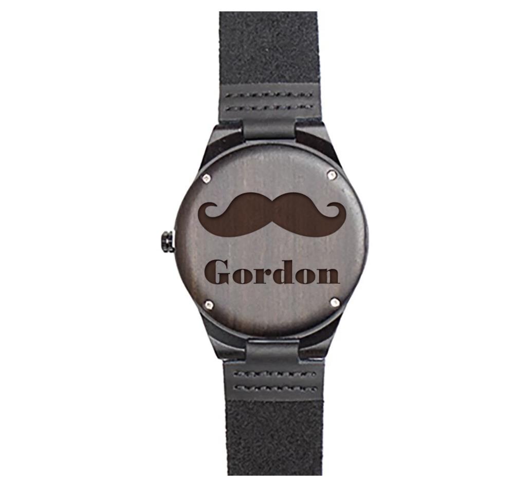 Personalized Dark Brown Wooden Wrist Watch - Choose from 6 Designs - Stocking Stuffers