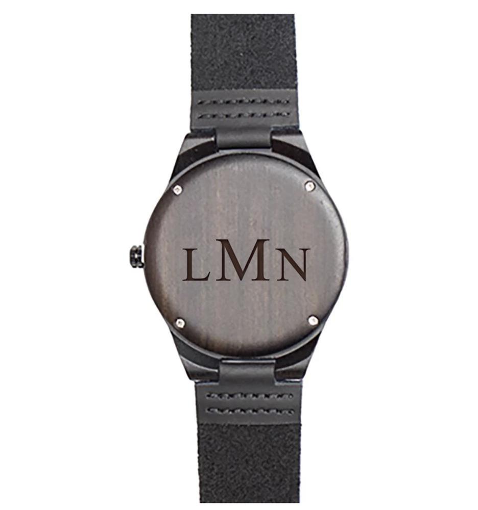 Personalized Dark Brown Wooden Wrist Watch - Choose from 6 Designs - Stocking Stuffers