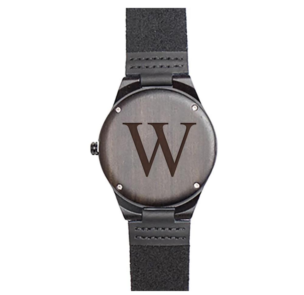 Personalized Dark Brown Wooden Wrist Watch - Choose from 6 Designs - Stocking Stuffers